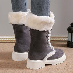 Plus Size Furry Warm Slugged Bottom Middle Women's Snow Boots