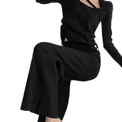 Women's High Waist Slimming Soft Knitted Trousers