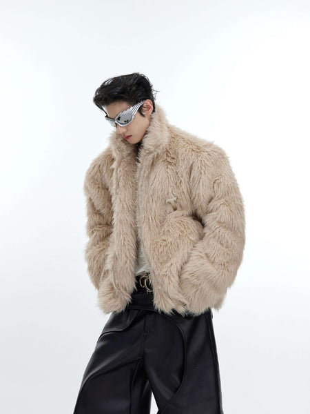 Long Haired Standing Collar Thickened Fur Coat