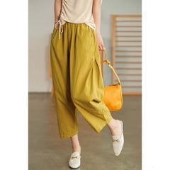 Solid Color Cotton High Waist All-matching Wide Leg Pants