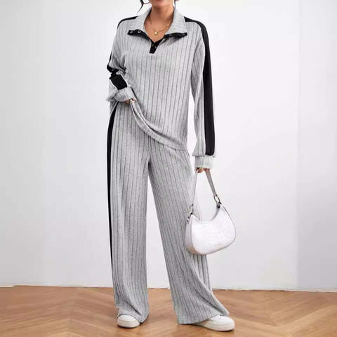 Casual Knitted High-end Design Clothes Two-piece Suit