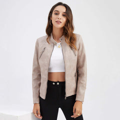 Short ladies leather jacket