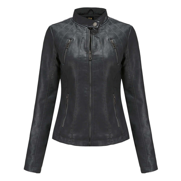 Short ladies leather jacket