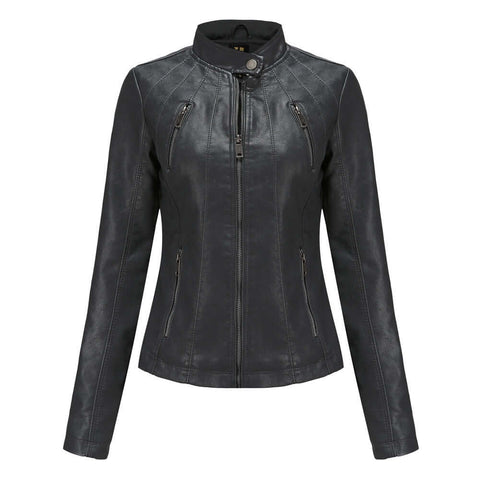 Short ladies leather jacket