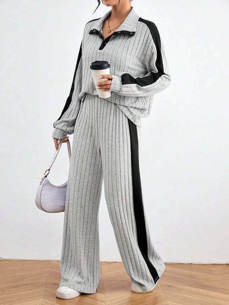 Casual Knitted High-end Design Clothes Two-piece Suit