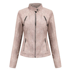 Short ladies leather jacket