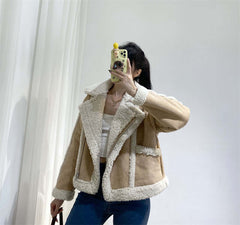 Women's Fleece Patchwork Double-sided Jacket