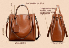 American Women's Fashion Simple Portable Oil Wax Cattle Leather Bag