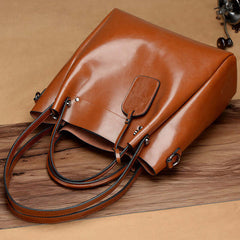 American Women's Fashion Simple Portable Oil Wax Cattle Leather Bag