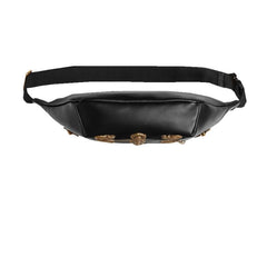 Metallic embellished leather belt bag