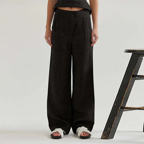 Linen Cotton Trousers Women's Side Pockets