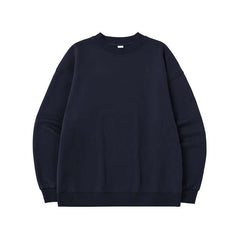 Men's Single-layer Fleece-lined Round Neck Sweater Loose Casual Top