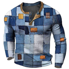 American Men's Sweater 3d Head Print Three-button