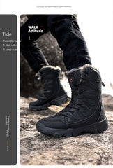 Snow Boots Cotton Boots Winter High-top Fleece-lined Warm Slugged Bottom Lace-up