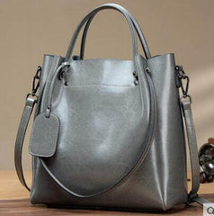 American Women's Fashion Simple Portable Oil Wax Cattle Leather Bag