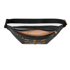 Metallic embellished leather belt bag