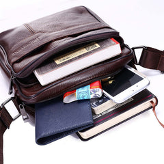 Leather embossed leather zipper bag Shoulder Satchel Bag bag factory wholesale business man