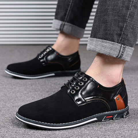 Casual Leather Shoes Men's Round Head Lace-up Non-slip