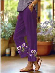 Casual Printed Exquisite Linen Drawstring Trousers