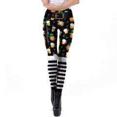 Holiday Printed Pencil High Waisted Slim Pants With Leggings