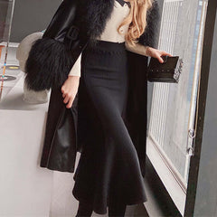 Design Sense Fashion Fishtail Skirt Women's High Waist Slim Fit