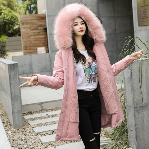 Women's mid-length lamb velvet cotton jacket