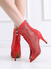 Red Hollow Summer Latin Dance High Heels