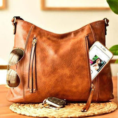 American Retro Double Zipper Tassel Women's Portable Shoulder Bag