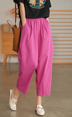 Solid Color Cotton High Waist All-matching Wide Leg Pants