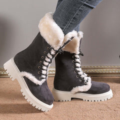 Plus Size Furry Warm Slugged Bottom Middle Women's Snow Boots