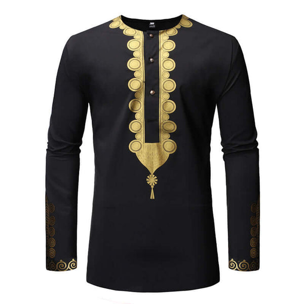 Men's Casual Long-sleeved Polyester Shirt Bronzing