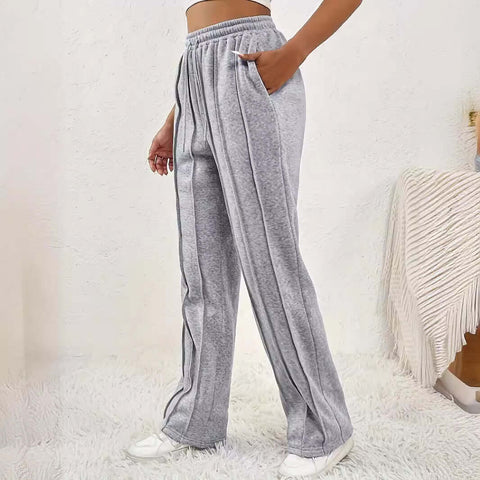 Gray Sweatpants Women's High Waist Wide Leg Loose