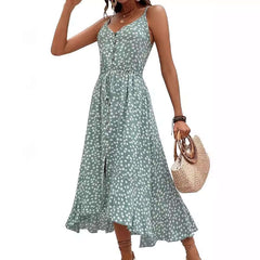 American V-neck Elegant Mid-length Dress