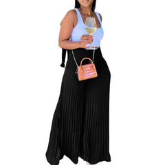 Women's Summer Pleated Chiffon Solid Color Wide-leg Pants