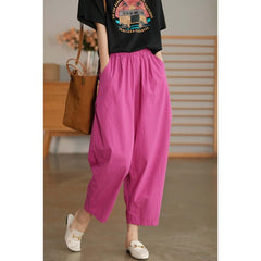 Solid Color Cotton High Waist All-matching Wide Leg Pants