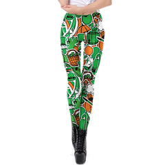 Holiday Printed Pencil High Waisted Slim Pants With Leggings