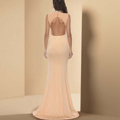 American Patchwork Diamond Backless Trailing Evening Dress Banquet Long Women