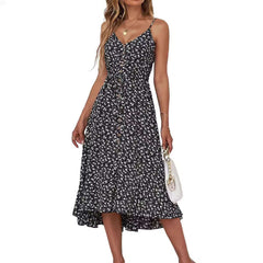 American V-neck Elegant Mid-length Dress