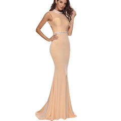 American Patchwork Diamond Backless Trailing Evening Dress Banquet Long Women