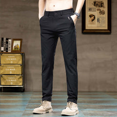 Men's Ice Silk Trendy Slim Straight High-end Business All-match Casual Pants