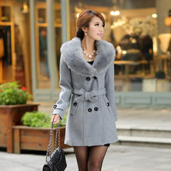 Woolen women coat double-breasted woolen coat