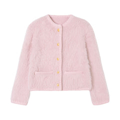 Knitted Cardigan Mohair Sweater Long Sleeve Coat