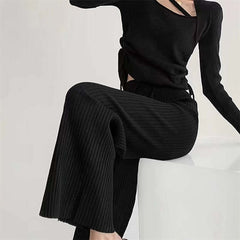 Women's High Waist Slimming Soft Knitted Trousers