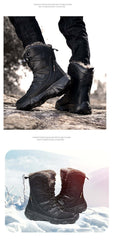 Snow Boots Cotton Boots Winter High-top Fleece-lined Warm Slugged Bottom Lace-up