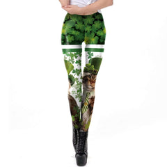 Holiday Printed Pencil High Waisted Slim Pants With Leggings