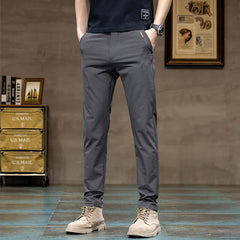 Men's Ice Silk Trendy Slim Straight High-end Business All-match Casual Pants