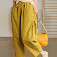 Solid Color Cotton High Waist All-matching Wide Leg Pants