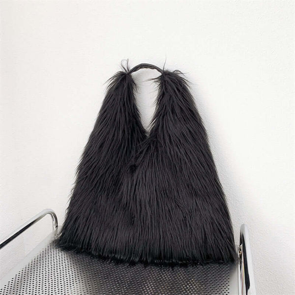 Water Wool One-shoulder Tote Plush Bag