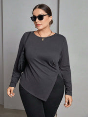 Irregular Slit Versatile Slim-fit Bottoming Top