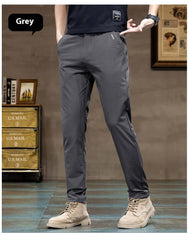 Men's Ice Silk Trendy Slim Straight High-end Business All-match Casual Pants